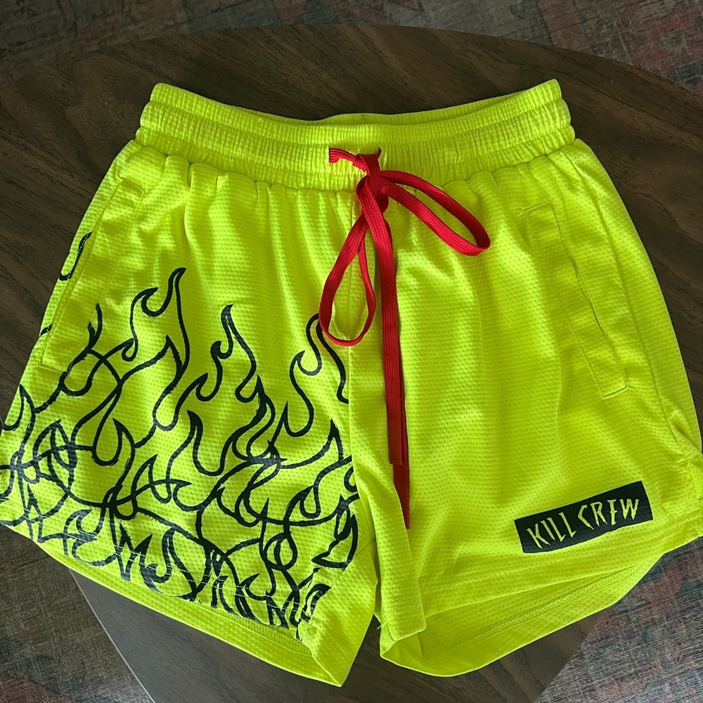 Kill Crew Yellow Flame Shorts
